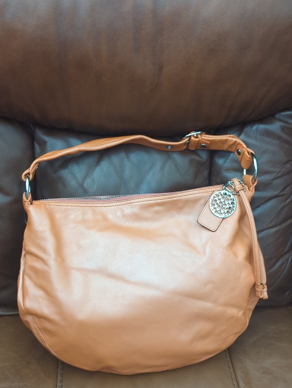 Coach Ali Orange Leather Hobo Shoulder Bag - Picture 6 of 15